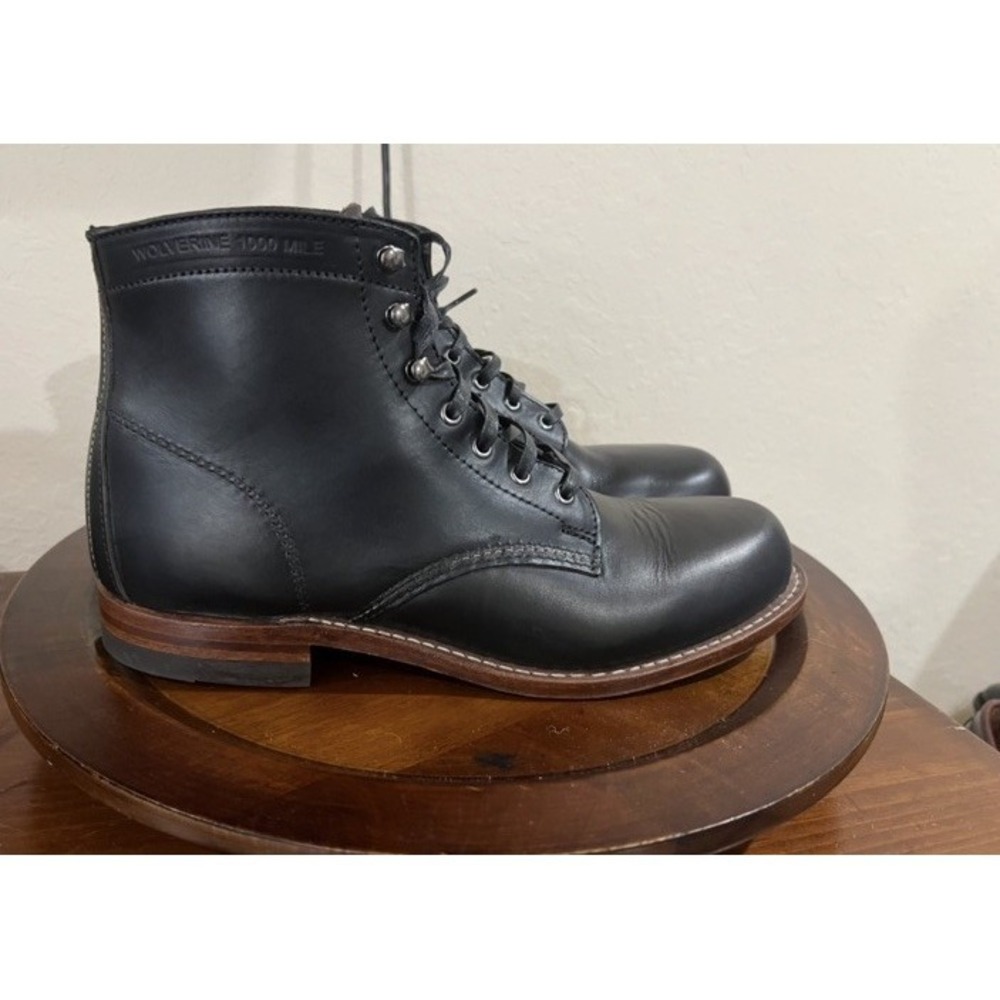 Wolverine 1000 Mile Cap Toe Work Boots Leather BlackUSA  Vibram Lace‎ Up 10 D